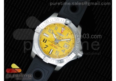 Avenger II Seawolf SS GF 1:1 Best Edition Yellow Dial On Black Rubber Strap A2824