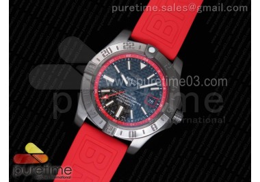 Avenger GMT PVD GF 1:1 Best Edition Carbon Fiber Dial On Red Rubber Strap A2836