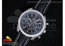 Bentley Barnato Chrono SS Black Dial on Black Leather Strap A7750