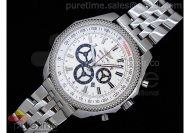 Bentley Barnato Chrono SS White Dial Black Subdials on Bracelet A7750