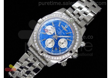 Chronomat B01 GMT SS Blue Dial Diamond Bezel on Bracelet