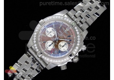 Chronomat B01 GMT SS Brown Dial Diamond Bezel on Bracelet