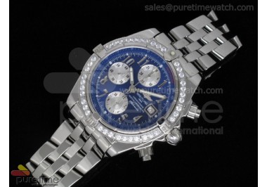 Chronomat Evolution SS Diamonds Bezel Blue/White Dial on SS Bracelet A7750