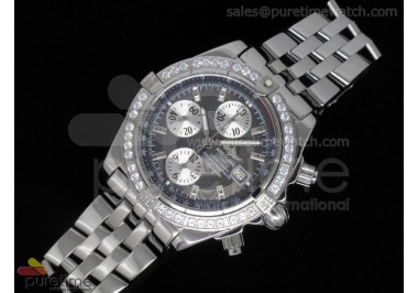 Chronomat Evolution SS Diamonds Bezel Gray Dial on SS Bracelet A7750