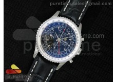 Datora Montbrillant Chrono SS JF 1:1 Best Edition Black Dial on Black Leather Strap A7751
