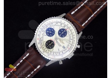 Navitimer Fighters Special Edition SS White Dial on Brown Leather Strap A7750