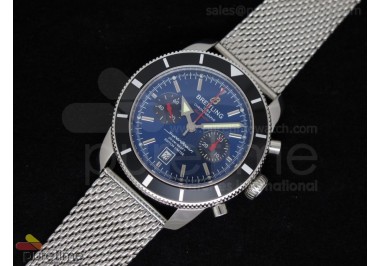 SuperOcean Heritage Chrono 125th Limited Edition SS Blue/Black Dial on Mesh Bracelet
