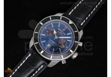 SuperOcean Heritage Chrono 125th Limited Edition SS Blue/Black Dial on Black Leather Strap