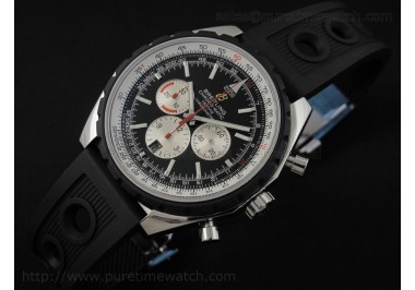 Chrono-Matic 49 SS Black Dial on OR Rubber Strap