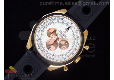 Chronomatic 49 RG White Dial on OR Rubber Strap A7750