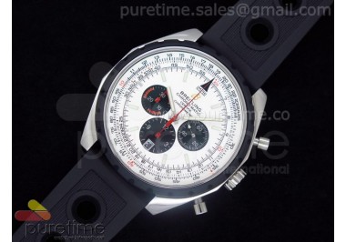 Chronomatic 49 SS White Dial on OR Rubber Strap A7750
